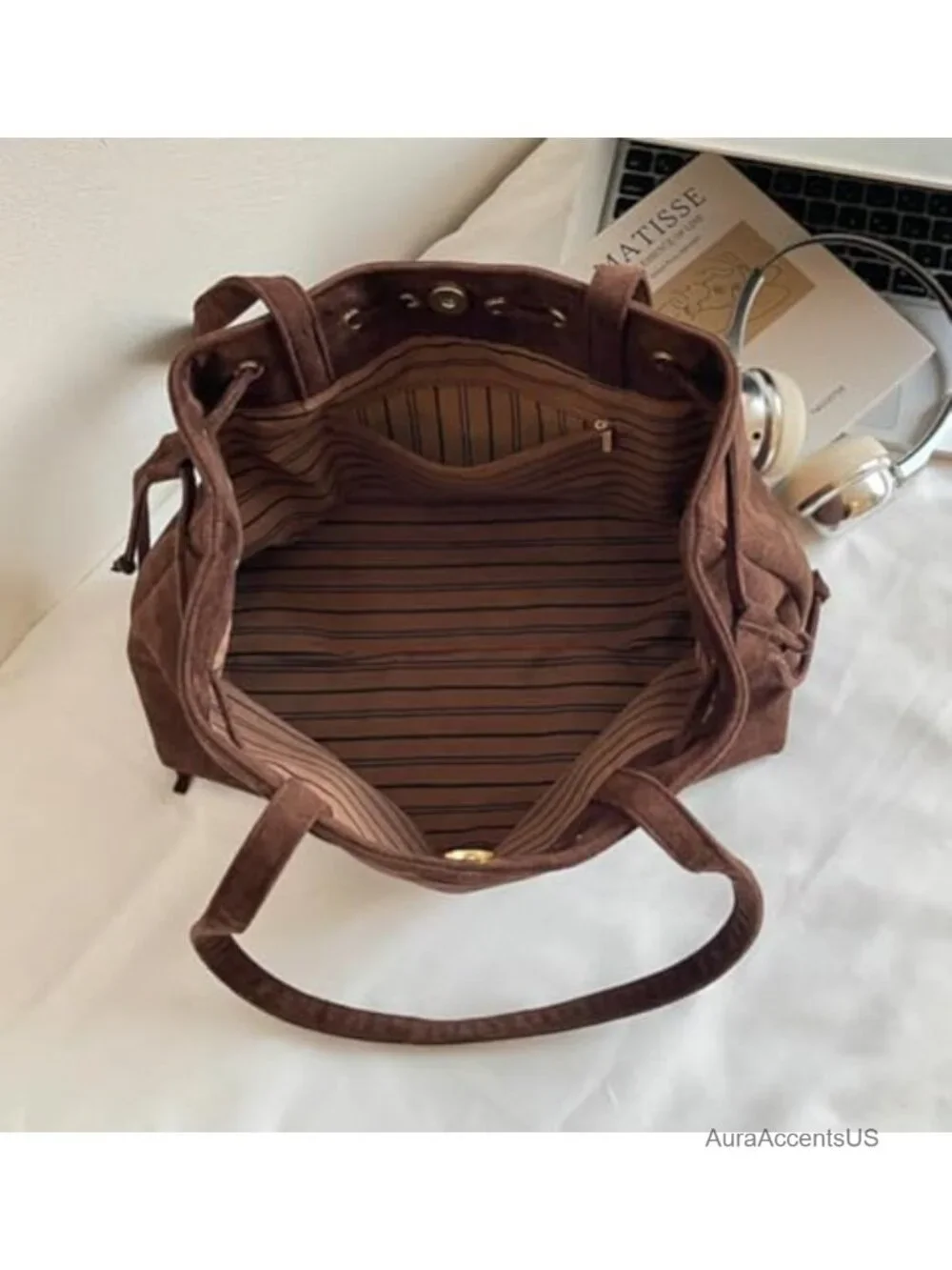 Slouchy Suede Hobo Bucket Bag Women Underarm Shoulder Crossbody Purses College